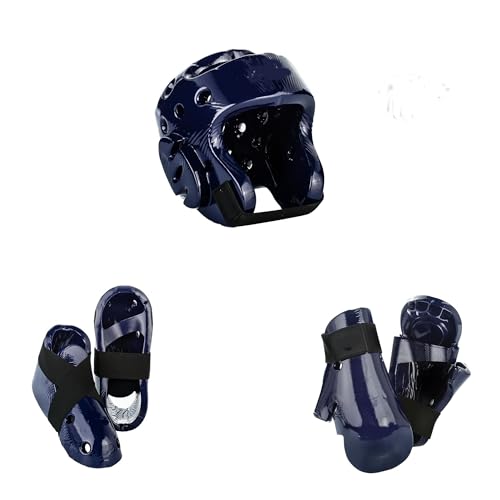 Martial Arts Karate Kenpo Taekwondo Sparring Gear Set with Kicks, Gloves and Head Gear - color: black, size: child 12-13 shoe, child glove