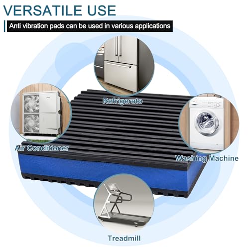 8-Pack Anti Vibration Pads, 4x4x7/8 Inch, EVA Rubber Isolation Mats | Heavy Duty Vibration Isolation Pads for Air Compressos, Conditioner, Treadmill, HVAC Washer Dryer