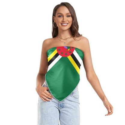Bandana Square Head Scarf for Women Satin Hair Wrap Fashion Headband 27" - color: Dominica Flag