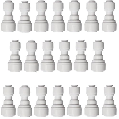 Quick Straight Connector 20PCS 1/4inch to 3/8inch OD Quick Connect Universal Drip Irrigation Tubing Coupling Valve, Connector Locking Fitting for Sprinkler or Drip Irrigation System Parts & Connectors - style: 1/4"-3/8" Straight Reducer(20)