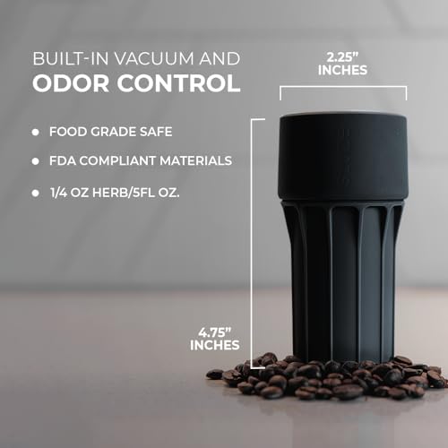 Staze Air Tight Smell Proof Container (148ml) – Vacuum Seal Jar with UV Protection, Waterproof Food Storage Canister, Portable Small Smell Proof Jar for Coffee, Herb, Spice & Gummies - Slate - color: SLATE