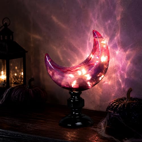 Halloween Purple Moon Light Crystal Figurine Table Decoration Crescent Lamp