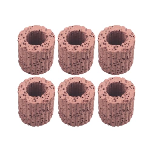 6PCS Aquatic Plant Cultivation Fixed Ring Base 25mm Brown Ceramic Aquarium Decoration for Decorating Fish Tank Landscapes