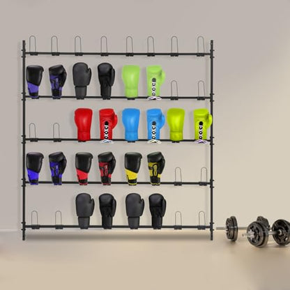 Boxing Glove Storage Rack, 5 Tier Metal Wall-Mounted Boxing Glove Dryer Holds, for Kickboxing, Muay Thai,MMA Training, Gym Home Boxing Training Room Shopping Center, Holds 20 Pairs