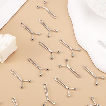 24pcs Hijab Pins for Women, Fashion Exquisite Shawl Scarf Clip Muslim Hijab Clips Safety Brooch Pin Buttons for Women Headscarf Wedding Dress Sweater Jewelry Accessories (Silver)