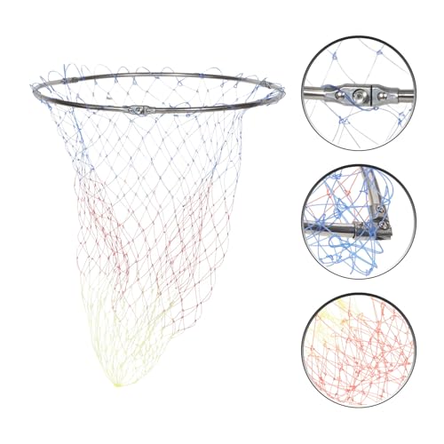 Cabilock Fishing Landing Net Replacement Head, 40cm Stainless Steel Fish Catch Basket with Colorful Printed Mesh, 8mm Connector for Freshwater and Saltwater Fishing Tools