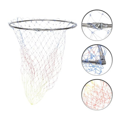 Cabilock Fishing Landing Net Replacement Head, 40cm Stainless Steel Fish Catch Basket with Colorful Printed Mesh, 8mm Connector for Freshwater and Saltwater Fishing Tools