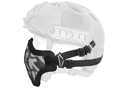 DLP Tactical Quick Release Mesh Steel Face Mask for ARC Rail Equipped Fast/ACH/MICH Combat Helmet - color: Black Skull