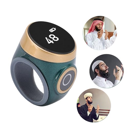 Smart Counter, Digital LCD Screen Rechargeable Electronic Tally for Muslim Islamic Prayer Work Sports, Finger Counter Touch Control - color: Green