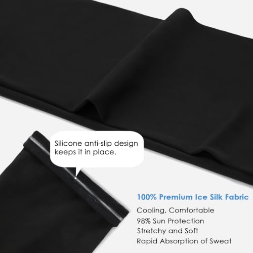 Achiou Cooling Ice Silk Arm Sleeves, Summer UV Sun Protection Compression Sleeves UPF 50+ for Women Volleyball Youth Sports - color: 2 Pairs: 1 Pair Black, 1 Pair White