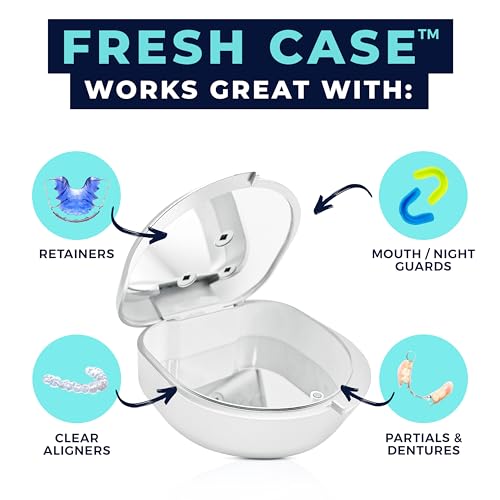 FRESH KNIGHT UVC Retainer Cleaner & Denture Cleaner - UV Retainer Case - Ideal for Invisalign & Mouth Guards - White UV Retainer Container - Convenient Travel Size - color: Platinum UV