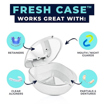 FRESH KNIGHT UVC Retainer Cleaner & Denture Cleaner - UV Retainer Case - Ideal for Invisalign & Mouth Guards - White UV Retainer Container - Convenient Travel Size - color: Platinum UV