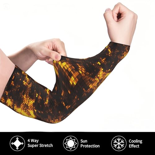 Arm Sleeves Outdoor Garden Sports Cooling Sun Sleeve for Women Men Farm - color: Golden Mosaic