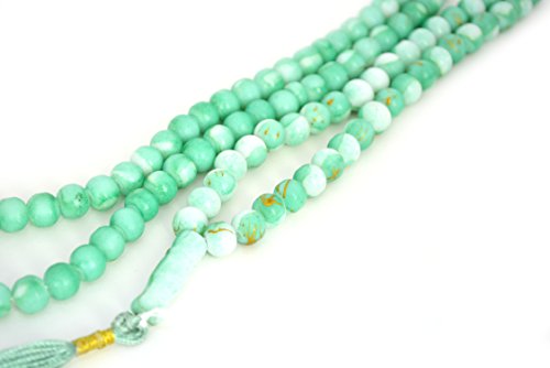 Islamic Prayer Beads - Misbaha Tasbih 99 Glass Bead Necklace - color: Marble Turquoise