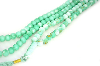 Islamic Prayer Beads - Misbaha Tasbih 99 Glass Bead Necklace - color: Marble Turquoise