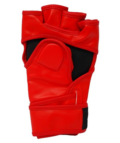 MMA Gloves Men - Open Palm Punching Bag Gloves – Synthetic Leather Martial Arts Boxing Gloves for Men and Women - Workout Gloves for Grappling, Sparring, Muay Thai & Kickboxing - color: Red