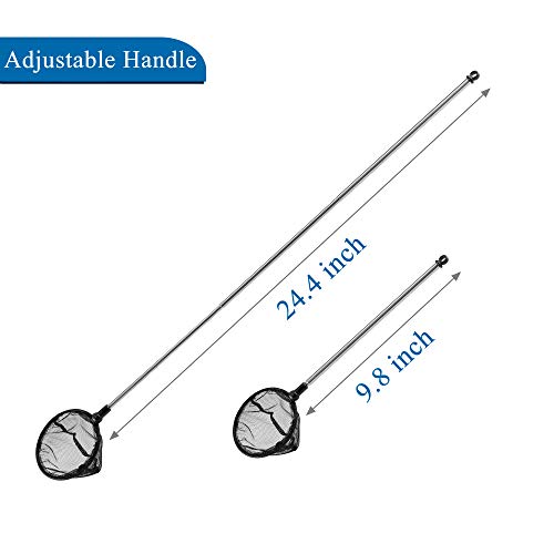 Lpraer Aquarium Fish Net with Extendable Stainless Steel Long Handle Fine Mesh Net for Fish Tank - size: 5 inch