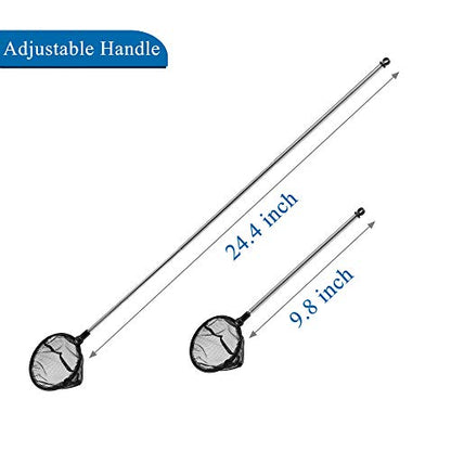 Lpraer Aquarium Fish Net with Extendable Stainless Steel Long Handle Fine Mesh Net for Fish Tank - size: 5 inch