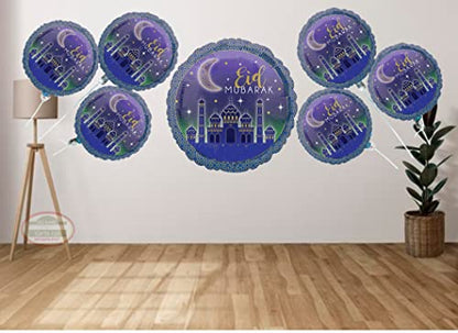 12 Pack Eid Balloons Set – Moon & Star Mylar Foil Balloons, Helium-Ready, Islamic Wall Decoration, Ramadan Gift, Eid Mubarak Party Decor (12) - style: 12 Balloons