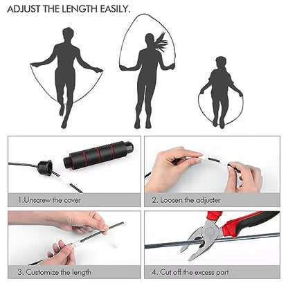 Jump Rope, Tangle-Free Rapid Speed Jumping Rope, adjustable jump rope, suitable for women, men, and children, suitable for home gyms, sports and fitness equipment, and slim figures - color: Red