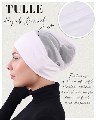 FabNest Chemo Headwear for Men & Women Breathable Cotton Blend Non Slip Cap - color: White