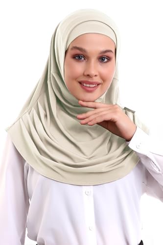 ihvan online, Hijab Scarves for Women, Ready to Wear, Lightweight and Comfortable Headscarf, Instant Turban, Jersey, Presewn - color: Cream