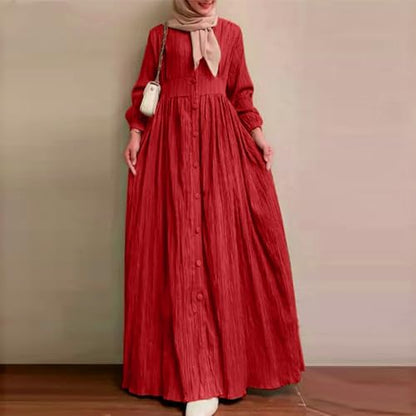 Abaya Dress For Women One-Piece Prayer Clothes Abaya Dubai Kaftan Long Sleeve Robe Thobe Dubai Islamic Clothing - color: Red, size: Medium