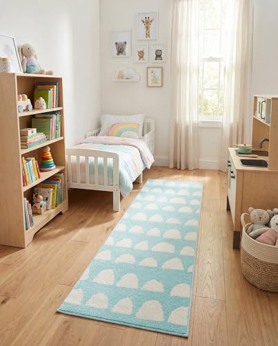 Rugs.com Whimsy Kids Collection Rug – 6 Ft Runner Clear Blue Medium-Pile Rug Perfect for Hallways, Entryways - color: Clear Blue, size: 2' x 6' Runner