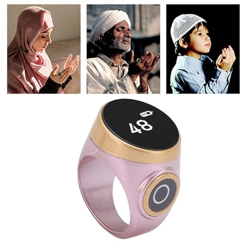Smart Counter, Digital LCD Screen Rechargeable Electronic Tally for Muslim Islamic Prayer Work Sports, Finger Counter Touch Control - color: Rose Gold