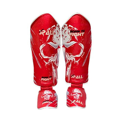 Muay Thai Shin Guards for Kickboxing Martial Arts BJJ Boxing Equipment MMA Training and Sparring Leg Guard with Instep Protection Pads - color: BTF-Red, size: Large/Xlarge