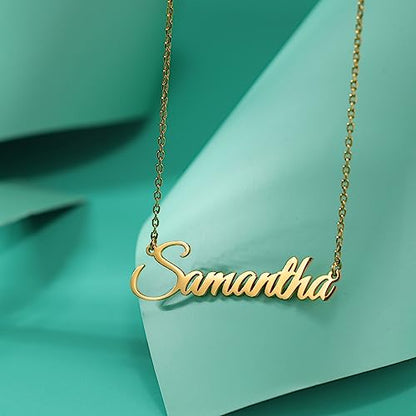 TinyName Custom Name Necklace Personalized 18K Gold Plated Nameplate Customized Jewelry Gift for Women - color: Gold