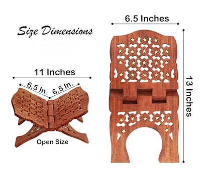 Sheesham Wooden Rehal Holy Book Stand for Reading Quran, Geeta, Guru Granth Sahib, Bible, etc. [13x6.5x1] Inches