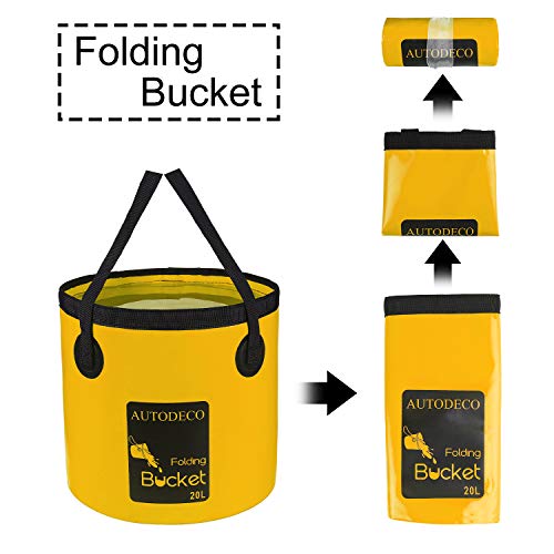 Collapsible Bucket 5 Gallon Container Folding Water Bucket Portable Wash Basin 20L - color: Yellow