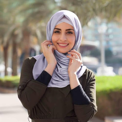 XEPST 2 Pieces Instant Hijabs for Women, Muslim Long Hijab Scarf Lightweight Soft Head Wraps Solid Color Hijab for Women