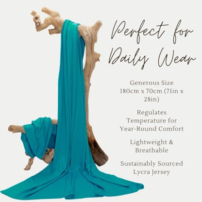 Premium Jersey Hijab Scarves -Turban Head Wraps for Women, Fashion Headbands Long Plain Muslim Shawls - color: Teal