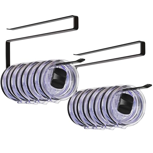 Tumbler Lid Organizer 2 Pack Tumbler Lid Storage Hook Up to 20 Lids, Space Saving Cup Lid Holders Under Cabinet Tumbler Lid Hanger for Kitchen Storage, Horizontal Paper Towel Hanger (Black) - color: Black, size: 2 Pack