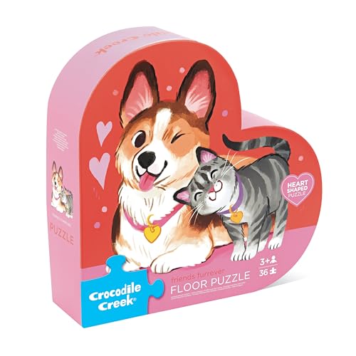 Crocodile Creek Jigsaw Puzzle, 36 Piece for Kids 3 Years and Up, Heavy-Duty Shaped Box for Storage, Finished Puzzle Size 18 x 24 inches, Friends Fur-Ever - color: Friends Fur-ever