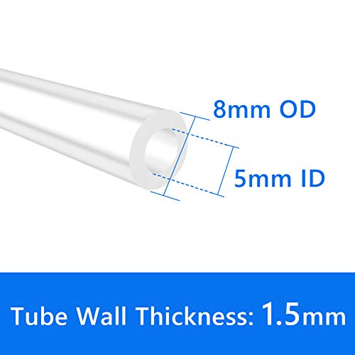 Quickun Pure Silicone Tubing, 5mm ID x 8mm OD High Temp Food Grade Tube Pure Silicone Hose Tube for Home Brewing, Beer Line, Kegerator, Wine Making, Aquaponics, Air Hose by Proper Pour (9.84 Ft) - size: 5mmx8mm, style: 9.84Ft (3meters)