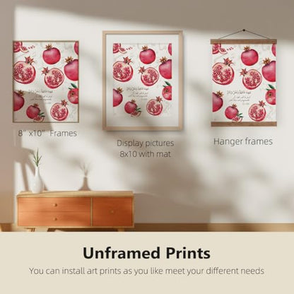 ETVISO Islamic Kitchen Wall Art Prints Set of 4, Quran Verses Fig Olive Tree Pomegranate Decor, Islamic Wall Art Calligraphy, Kitchen Wall Decoration, 8x10(Unframed) - size: 10"L x 8"W
