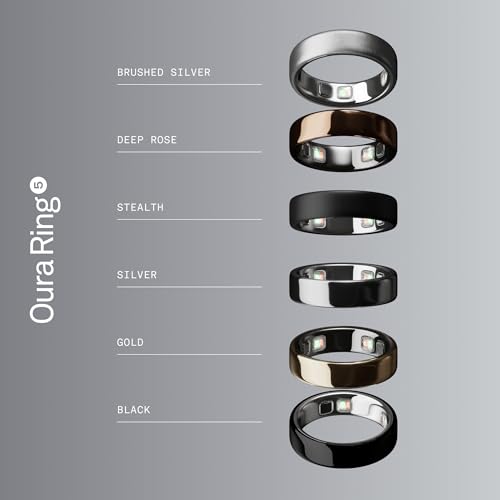 Oura Ring 5 Smart Ring - Brushed Silver - Size 6 - Fitness & Sleep Tracker - color: Brushed Silver, size: 6, style: Ring
