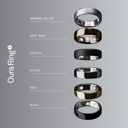 OURA Ring 5 Smart Ring - Brushed Silver - Size 8 - Fitness & Sleep Tracker - color: Brushed Silver, size: 8, style: Ring