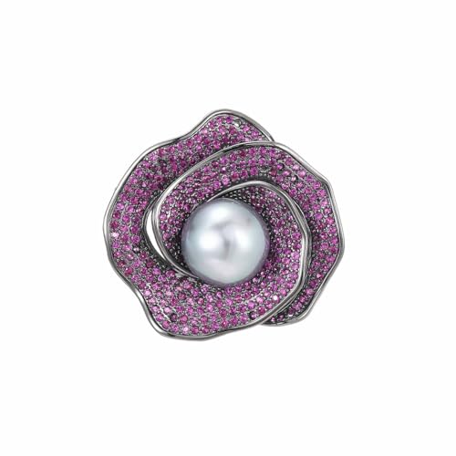 Rhinestone Flower Brooch - Crystal Flower Pin for Women - Valentine's Day & Mother's Day Gift - color: Purple Flower