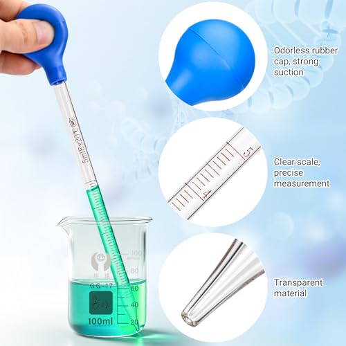6 Pieces Glass Pipettes 10ml 5ml 3ml 2ml 1ml 0.5ml Glass Graduated Dropper Pipette for School, Students, Transfer for Liquid Essential Oil - style: 6 Pieces