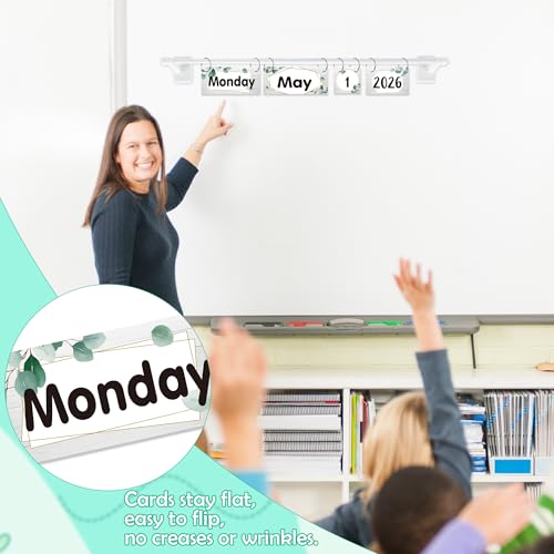 Eucalyptus Magnetic Flip Calendar for Classroom, Adjustable Rod - color: 12-2