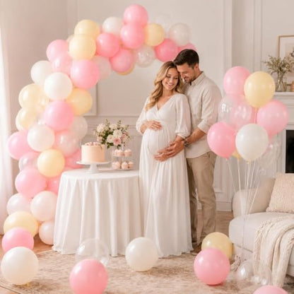 Pink and Yellow Balloons, 12 Inch Pastel Balloon for Bridal Baby Shower - color: Pink Yellow