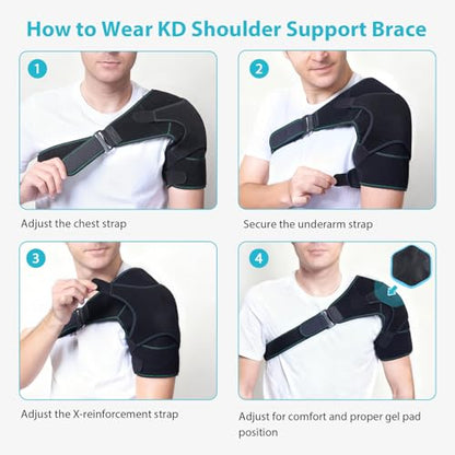 Shoulder Ice Pack Brace for Rotator Cuff, Swelling & Post-Surgery Recovery | Reusable Hot & Cold Gel Pack Adjustable Compression Strap Soft Skin-Friendly Fabric