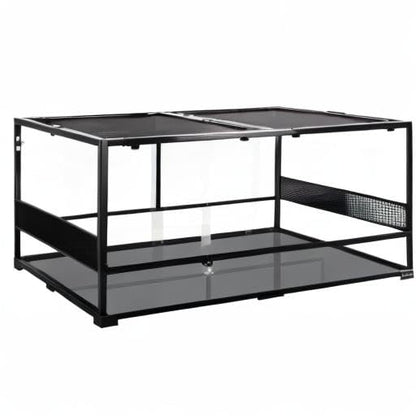 REPTIZOO Large Reptile Terrarium, Tall & 48 INCH Wide Reptile Tank with Sliding Door Top Screen Ventilation & Anti Escape Lid (48" W X 24" D X 24" H (Full Glass & Side Mesh Panel Switchable)) - size: 24 x 24 x 48 Inches