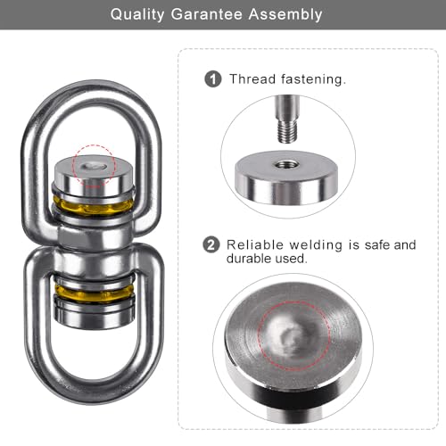 SELEWARE Heavy Duty Bearing Swing Swivel, 360° Rotation Hanging Accessory | Quiet Smooth Rotation, Supports Up to 1200LB, Quick Connect Buckles, 2 Pack for Swings, Hammocks, Tire Swings and Heavy Bags - color: 2 Pack Swivel (E) With 4 Carabiners