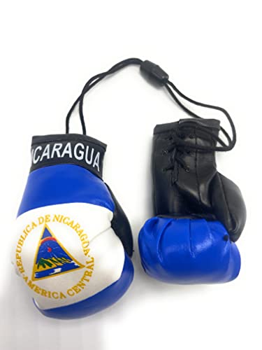 Hanging Car Mirror Mini Boxing Gloves (Nicaragua) - color: Nicaragua