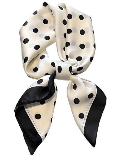 Dailyacc Hair Bandanas Scarf For Women Lightweight Fashion Neck Silk Satin Head Scarves For Sleeping Handbags Scarf - color: 9-white Spot/27.5*27.5in